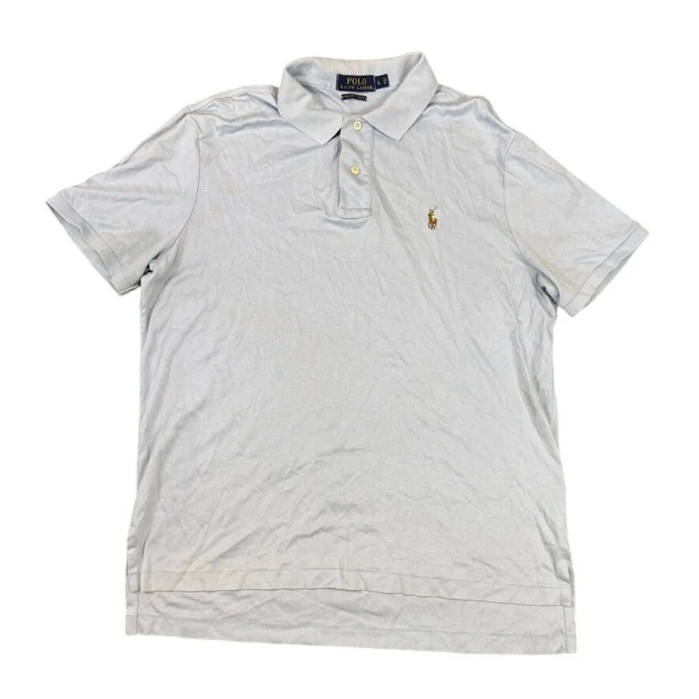 Polo Ralph Lauren Mens Blue Pima Soft Touch Cotton Short Sleeve Polo Shirt L
